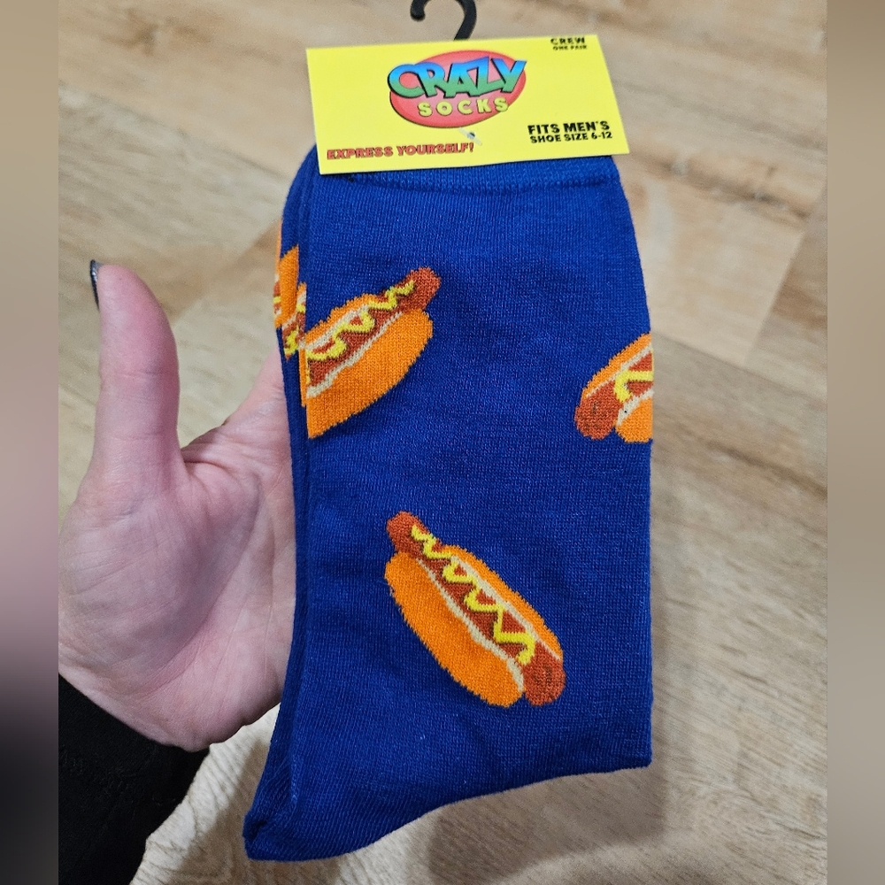 Novelty Hot Dog Funny Novelty Crazy Socks Unisex Crew Men's 6-12